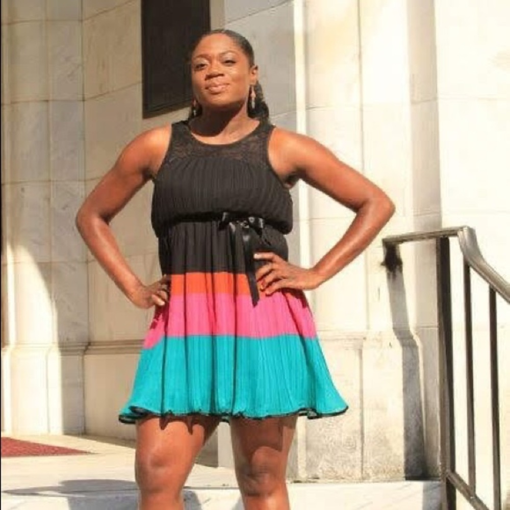 Beautiful pleated dress with multi colors